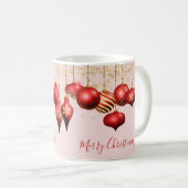 Red Gold Ornaments Frohe Weihnachten Kaffeetasse (VorderseiteRechts)