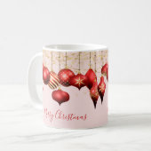 Red Gold Ornaments Frohe Weihnachten Kaffeetasse (Vorderseite Links)