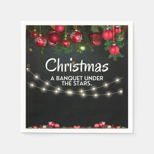 RED Gold Ornaments Frohe Weihnachten Serviette (Vorderseite)