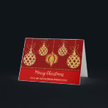 Red Gold Ornaments Grandson Frohe Weihnachten Karte<br><div class="desc">Frohe Weihnachten für Enkelkarte in modernem Rot mit goldenen Weihnachtsschmuck im Glitzer.</div>