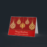 Red Gold Ornaments Sister Frohe Weihnachten Karte<br><div class="desc">Frohe Weihnachten für Schwestercard in modernem Rot mit goldenen Weihnachtsschmuck im Glitzer.</div>