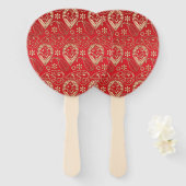 Red Gold Paisley Bandana Muster Fächer (Vorne und Hinten)