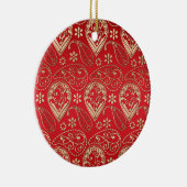 Red Gold Paisley Bandana Muster Keramik Ornament (Rechts)
