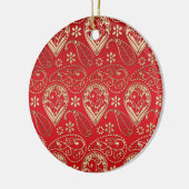 Red Gold Paisley Bandana Muster Keramik Ornament (Links)