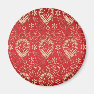 Red Gold Paisley Bandana Muster Magnet