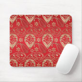 Red Gold Paisley Bandana Muster Mousepad (Mit Mouse)