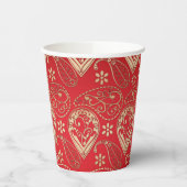 Red Gold Paisley Bandana Muster Pappbecher (Links)
