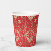 Red Gold Paisley Bandana Muster Pappbecher (Rechts)
