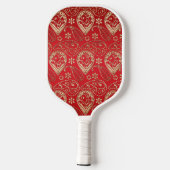 Red Gold Paisley Bandana Muster Pickleball Schläger (Rückseite)