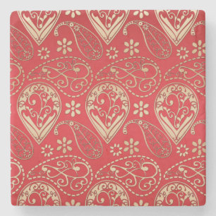 Red Gold Paisley Bandana Muster Steinuntersetzer