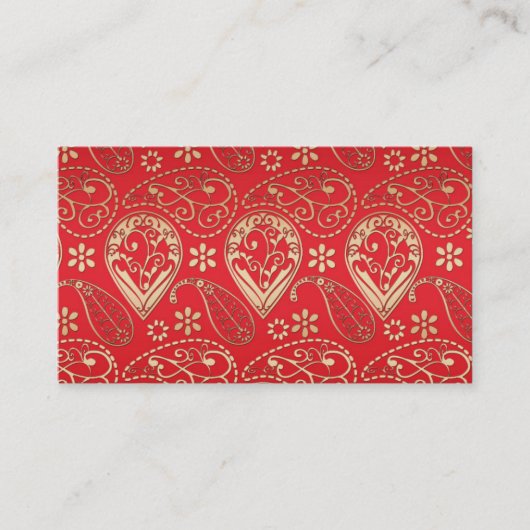 Red Gold Paisley Bandana Muster Visitenkarte (Vorderseite)
