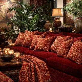 Red & Gold Paisley Designer Pillows - Room Design Kissen