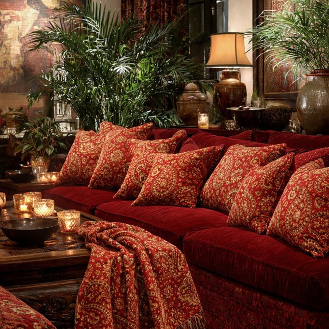 Red & Gold Paisley Designer Pillows - Room Design Kissen (Von Creator hochgeladen)