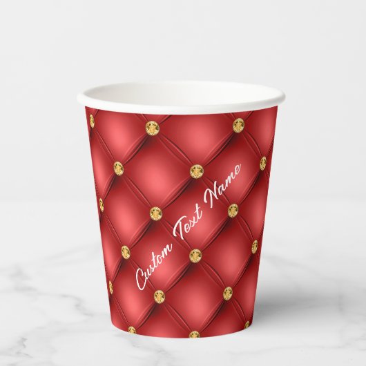 Red Gold Paper Cups mit benutzerdefiniertem Text Pappbecher (Vorderseite)