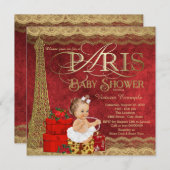 Red Gold Paris Baby Dusche Einladung (Vorne/Hinten)