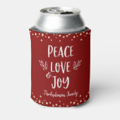 Red Gold Peace Liebe Freude Moderne Typografie Con Dosenkühler (Kanne Rückseite)