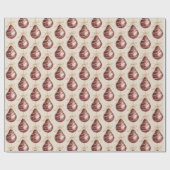 Red Gold Pears with Bows Christmas Geschenkpapier (Flach)