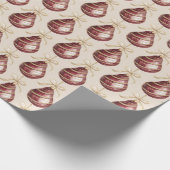 Red Gold Pears with Bows Christmas Geschenkpapier (Ecke)