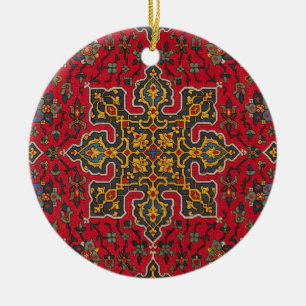 Red & Gold Persian Rug Keramikornament