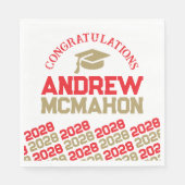 Red & Gold Personalisiert Graduation Party Paper Serviette (Vorderseite)