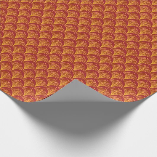 Red Gold Pfau: Art Deco. Geschenkpapier (Ecke)