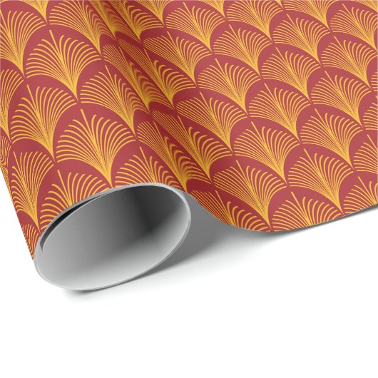 Red Gold Pfau: Art Deco. Geschenkpapier (Rolleneckpunkt)