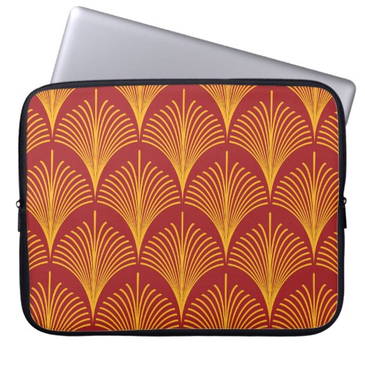 Red Gold Pfau: Art Deco. Laptopschutzhülle (Vorderseite)