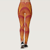 Red Gold Pfau: Art Deco. Leggings (Rückseite)