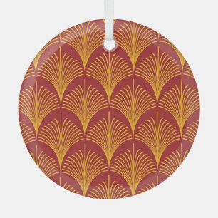 Red Gold Pfau: Art Deco. Ornament Aus Glas
