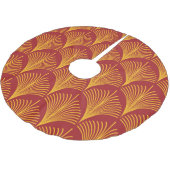 Red Gold Pfau: Art Deco. Polyester Weihnachtsbaumdecke (Schrägansicht)