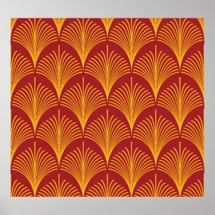 Red Gold Pfau: Art Deco. Poster