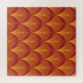 Red Gold Pfau: Art Deco. Puzzle (Horizontal)