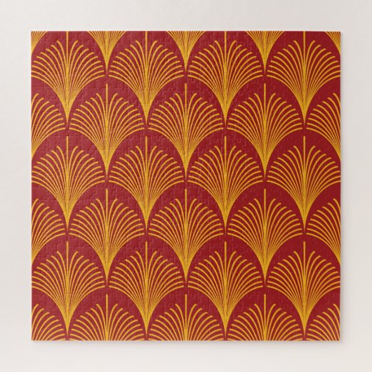 Red Gold Pfau: Art Deco. Puzzle (Vertikal)