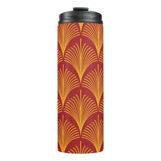 Red Gold Pfau: Art Deco. Thermosbecher (Vorderseite)