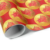 Red Gold Pig Papercut Chinesisch Neujahr Zodiac Wr Geschenkpapier (Rolleneckpunkt)