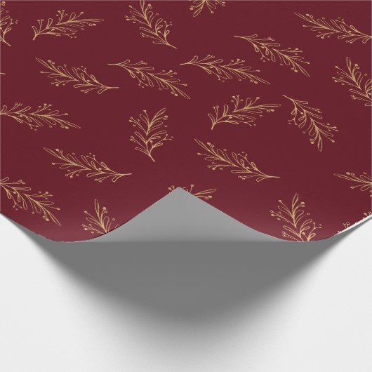 Red & Gold Pine Geschenkpapier (Ecke)