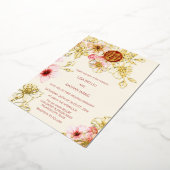 Red Gold  Pink Cherry Blossom Chinese Wedding Folieneinladung (Gedreht)