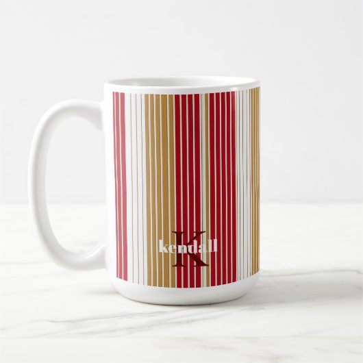 Red Gold Pinstripe Weihnachtsmuster#28 ID1009 Kaffeetasse (Links)
