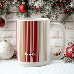 Red Gold Pinstripe Weihnachtsmuster#28 ID1009 Kaffeetasse