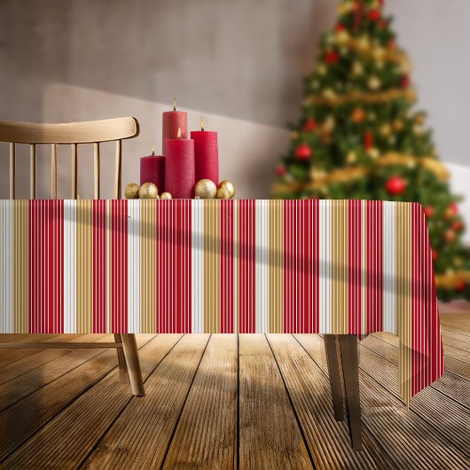 Red Gold Pinstripe Weihnachtsmuster#28 ID1009 Tischdecke