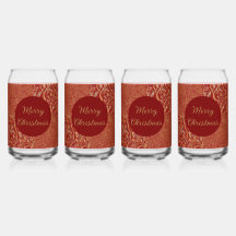 Red Gold Pixels and Flowers, Gold Merry Christmas