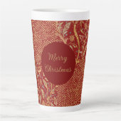  Red Gold Pixels and Flowers, Gold Merry Christmas Milchtasse (Vorderseite)