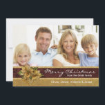 Red Gold Poinsettia Foto von Christmas Cards Feiertagskarte<br><div class="desc">Elegant red and gold poinsettia,  Foto von Christmas cards. This beautiful red and gold damask with gold poinsettia foto holiday card is easily customized by simply choosing the "Customize it!" button to begin adding your foto,  details,  passen,  size & color and wording.</div>