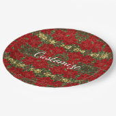 Red & Gold Poinsettia Pattern Urlaubspapier-Teller Pappteller (Schrägansicht)