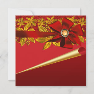Red Gold Poinsettia Weihnachten Party Einladungen