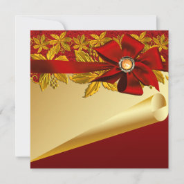 Red Gold Poinsettia Weihnachtsfest Party Einladung