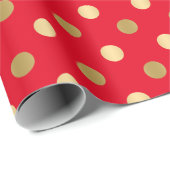 Red & Gold Polka Punkte Nahtloses Muster Geschenkpapier (Rolleneckpunkt)
