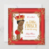 Red Gold Prince Baby Dusche Damask Ethnic Boy Einladung (Vorderseite)