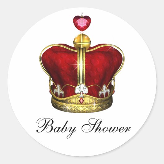 Red Gold Prince Baby Shower Stickers (Vorderseite)