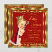 Red Gold Prince Jewel Baby Dusche Einladung (Vorne/Hinten)